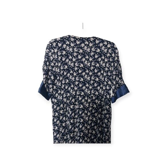 Vintage 80s GASPE Navy Floral Maxi Dress Lace Retro SZ M Cottage Core - Picture 10 of 11